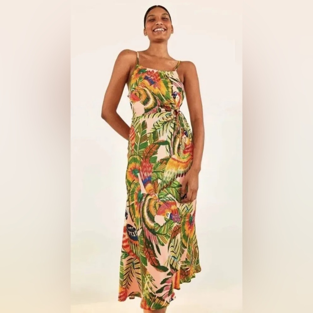 FARM Rio Macaw Leaves Side Knot Dress